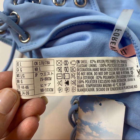 FOREVER 21 HIGH WAISTED BIKINI BOTTOM BLUE LARGE - Picture 6 of 6